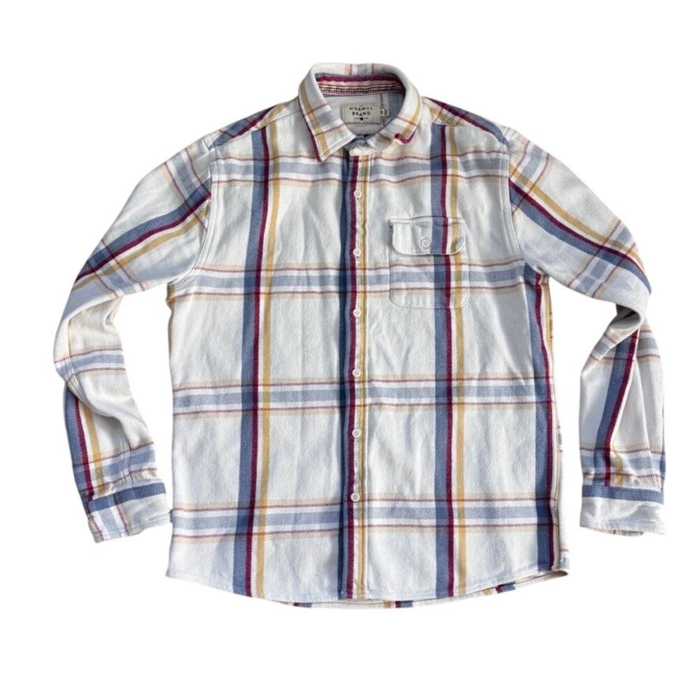 THE NORMAL BRAND Mountain Regular Fit Flannel Shirt In White Plaid Size M
